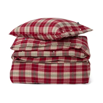 Checked cotton flannel σετ κρεβατοκάμαρας - Κόκκινο-μπεζ-πράσινο-λευκό - Lexington