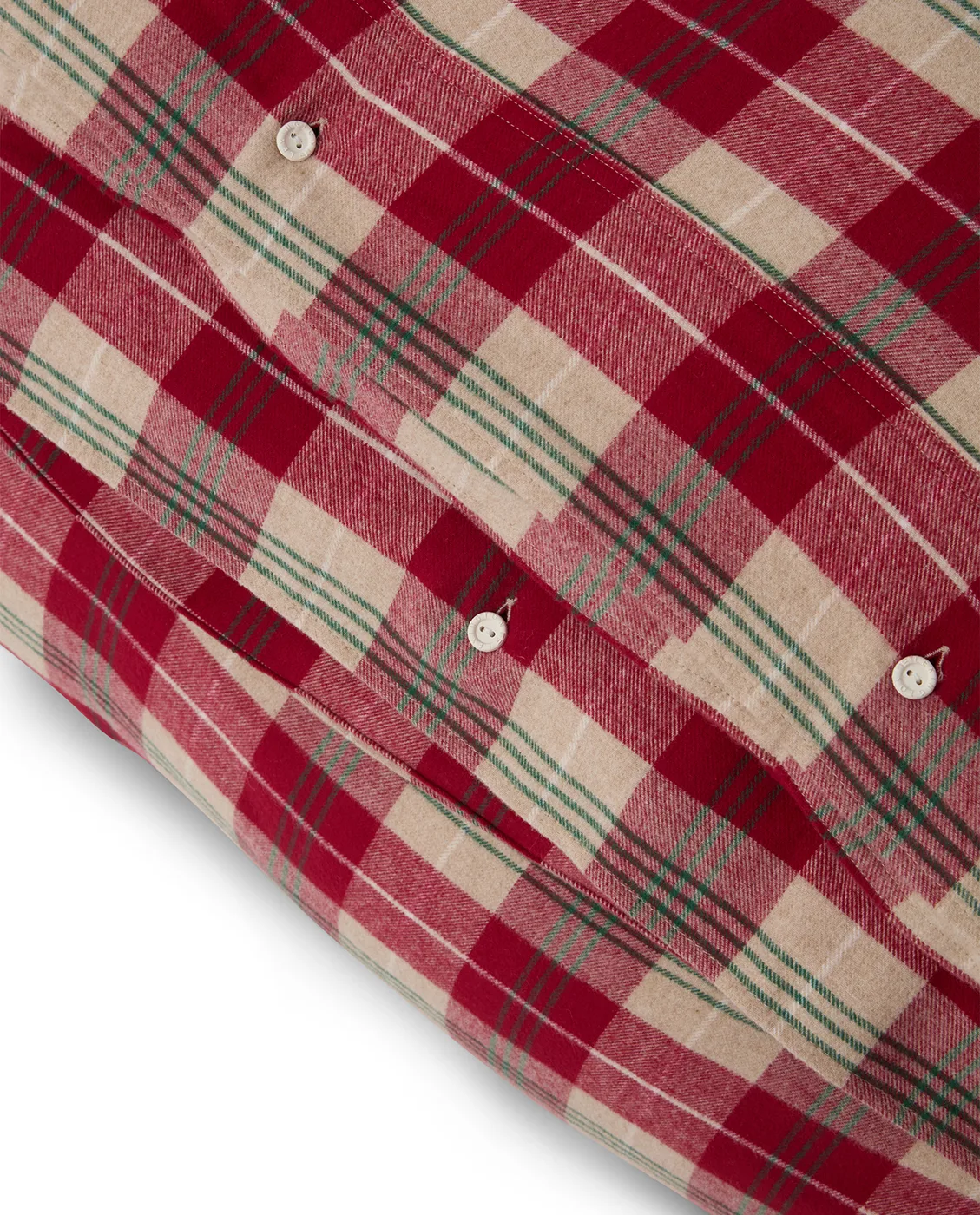 Checked cotton flannel σετ κρεβατοκάμαρας, Κόκκινο-μπεζ-πράσινο-λευκό Lexington