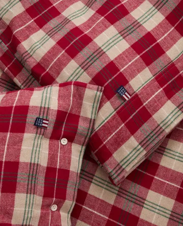Checked cotton flannel σετ κρεβατοκάμαρας - Κόκκινο-μπεζ-πράσινο-λευκό - Lexington