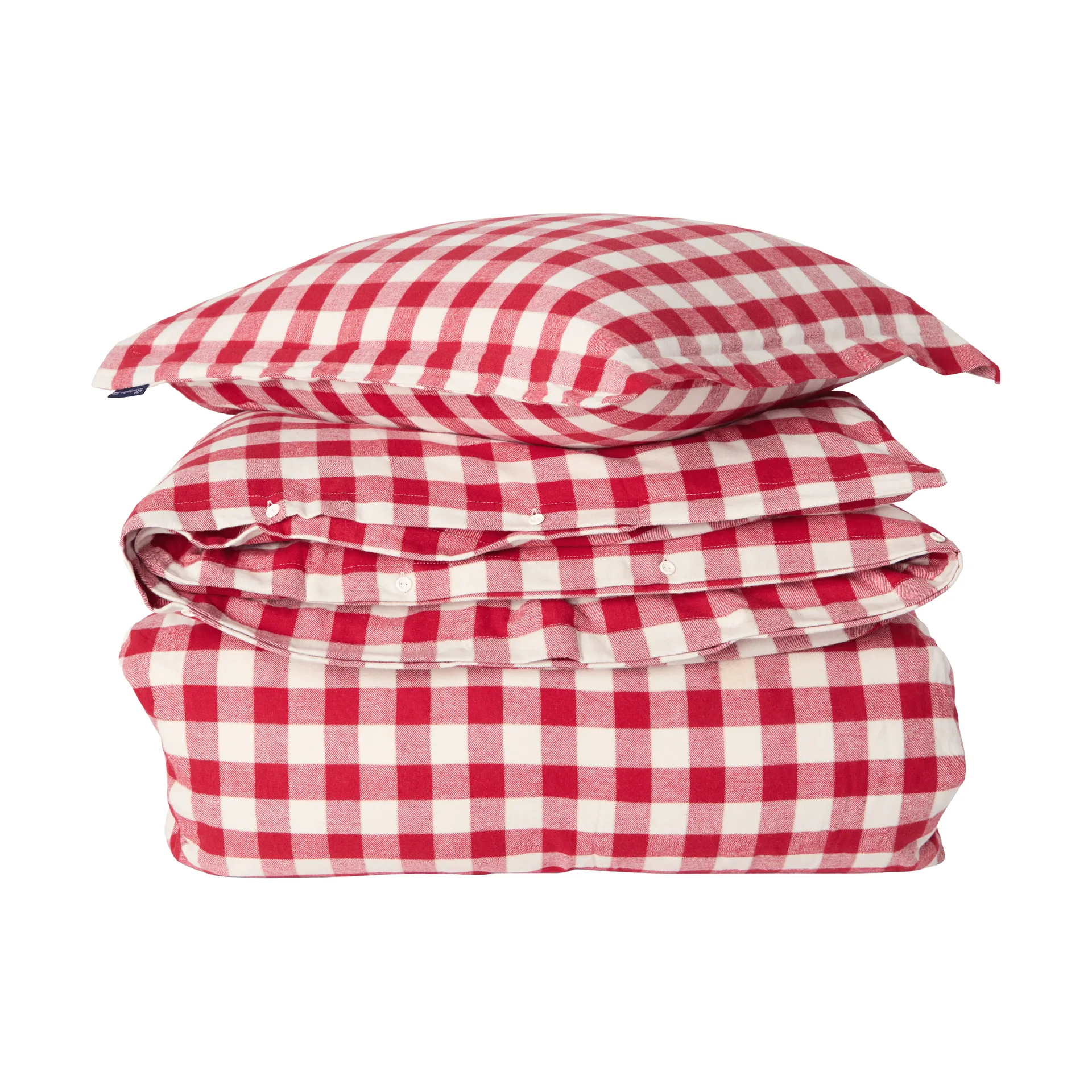 Checked cotton flannel σετ κρεβατοκάμαρας, Κόκκινο-ανοιχτό μπεζ, 2 τεμάχια 50x60 εκ./220x220 εκ. Lexington