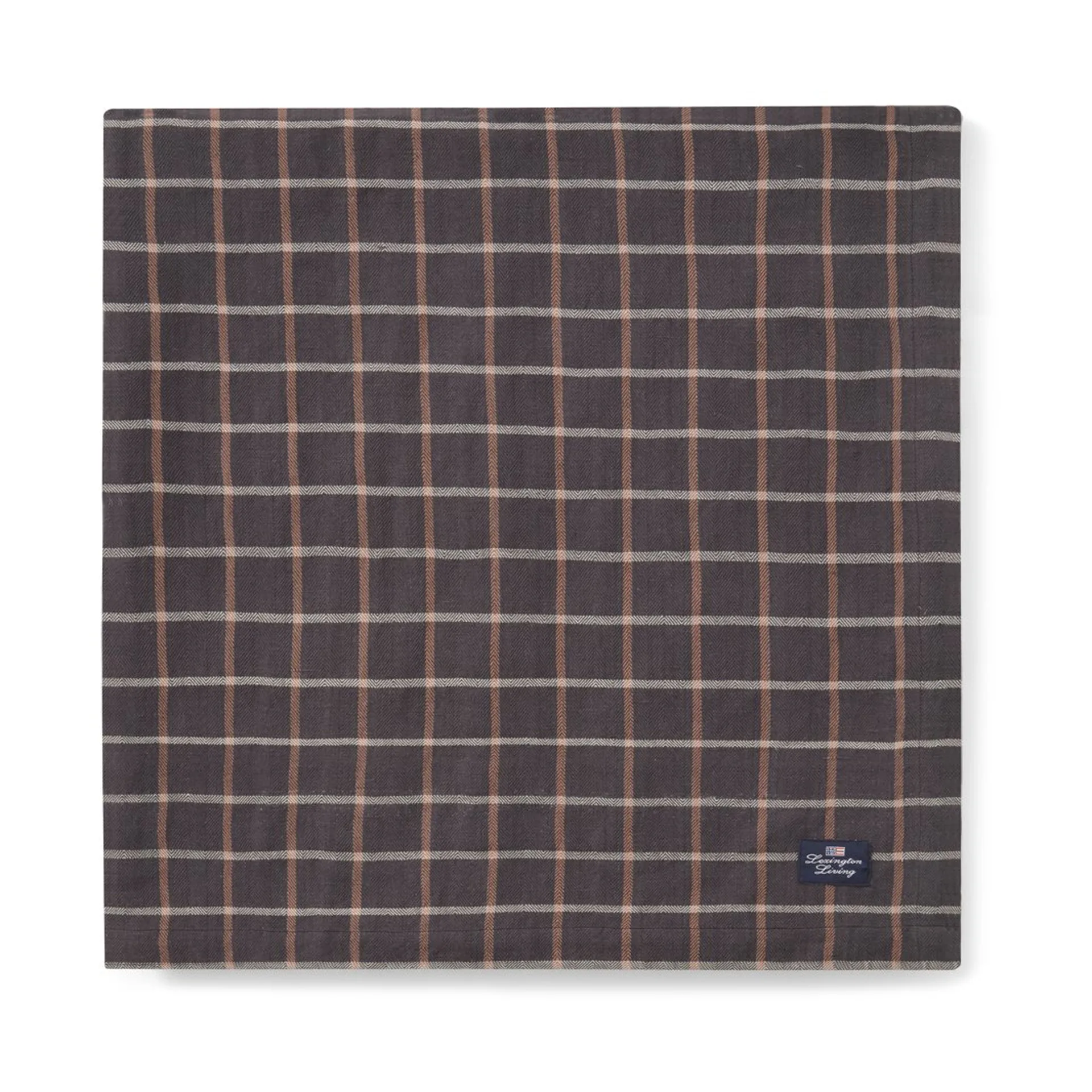 Checked Cotton Linen τραπεζομάντιλο 150x250 εκ., Dark grey-beige Lexington