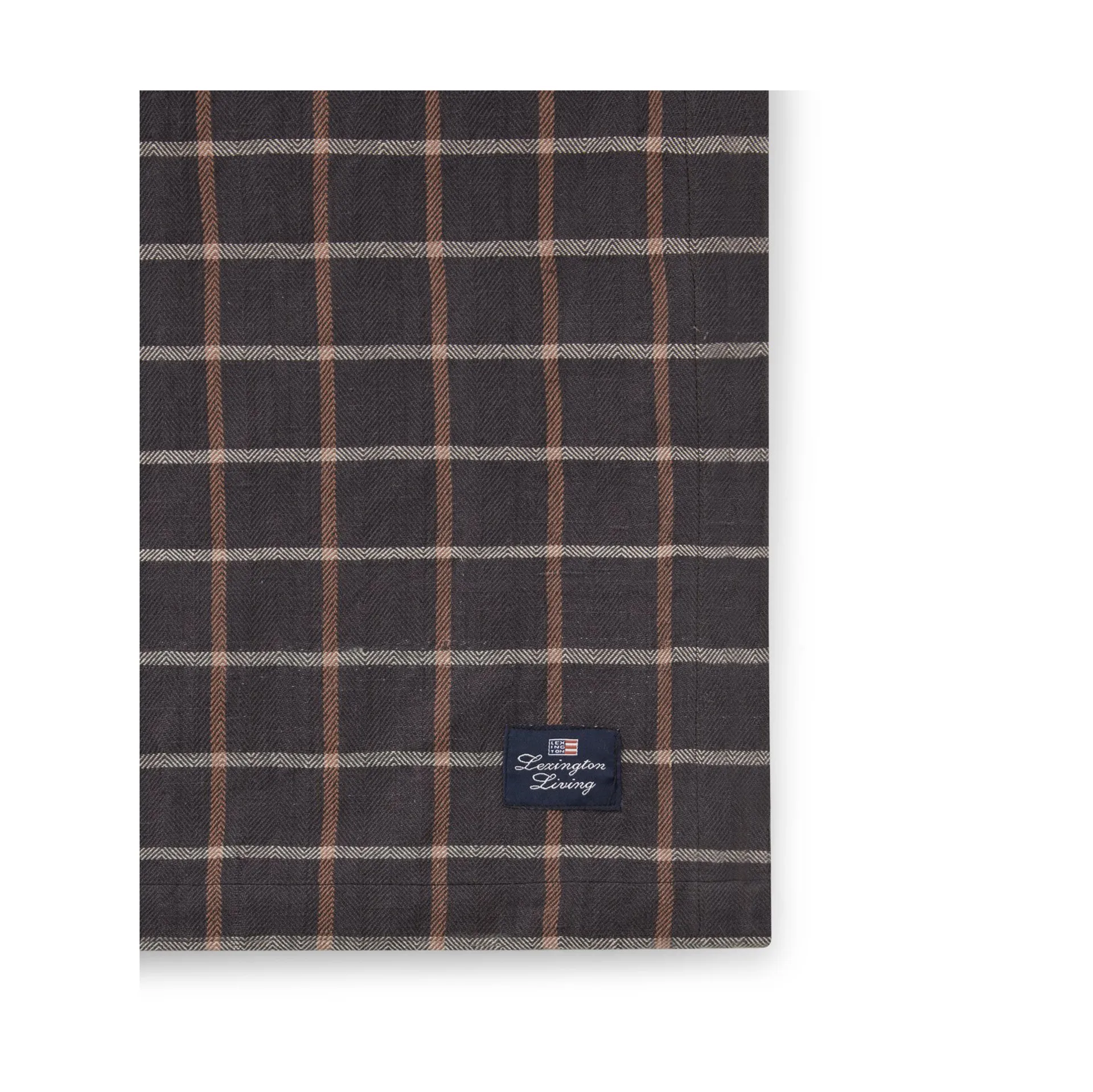Checked Cotton Linen τραπεζομάντιλο 150x250 εκ., Dark grey-beige Lexington
