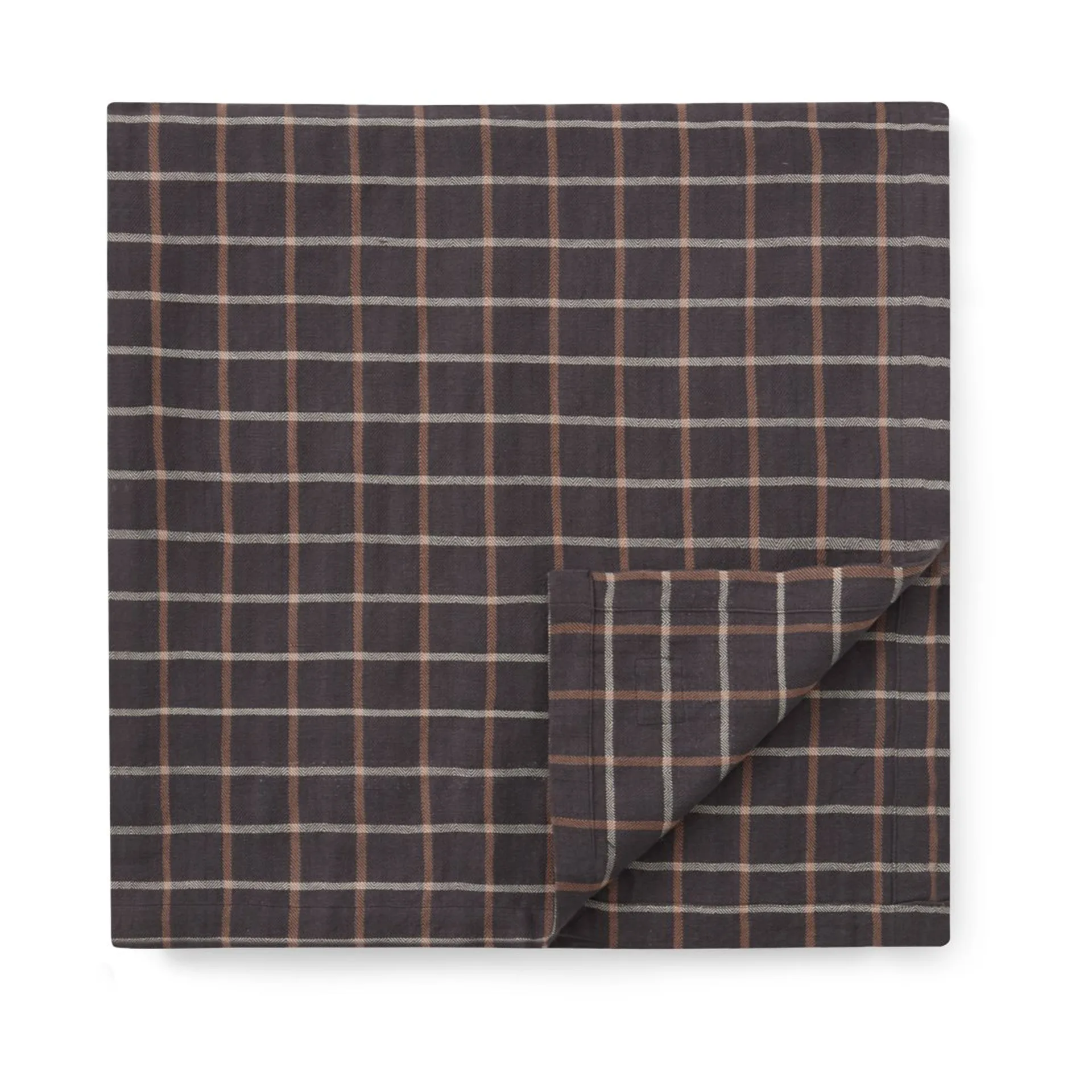 Checked Cotton Linen τραπεζομάντιλο 150x350 εκ., Dark grey-beige Lexington