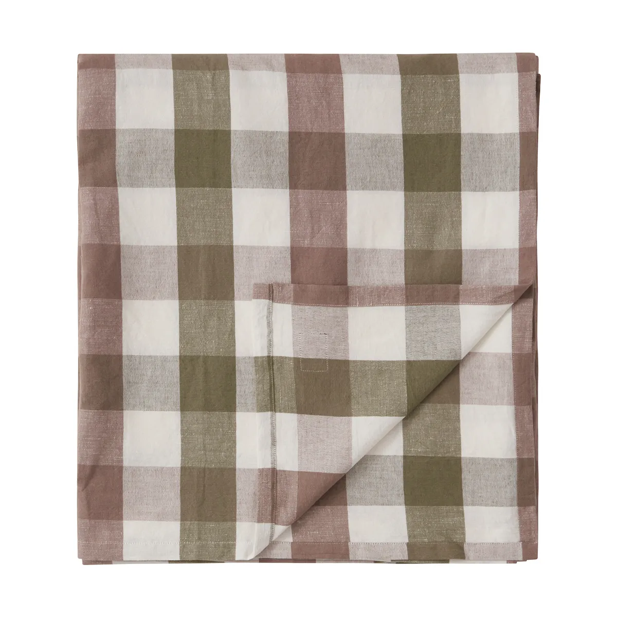 Checked Cotton Linen τραπεζομάντιλο 180x180 cm, Olive Lexington