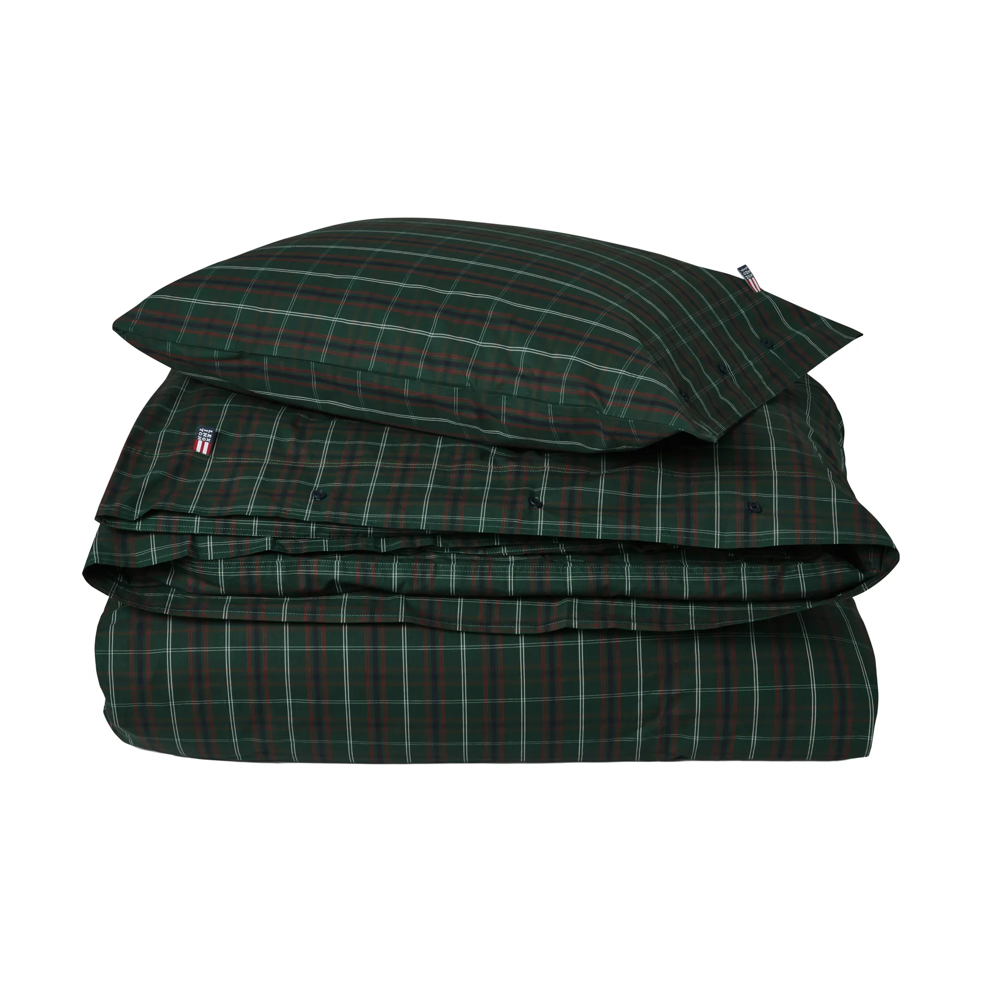 Checked cotton percale σετ κρεβατοκάμαρας, Πράσινο-σκούρο μπλε, 2 τεμάχια 50x60 εκ./1 τεμάχιο 220x220 εκ. Lexington