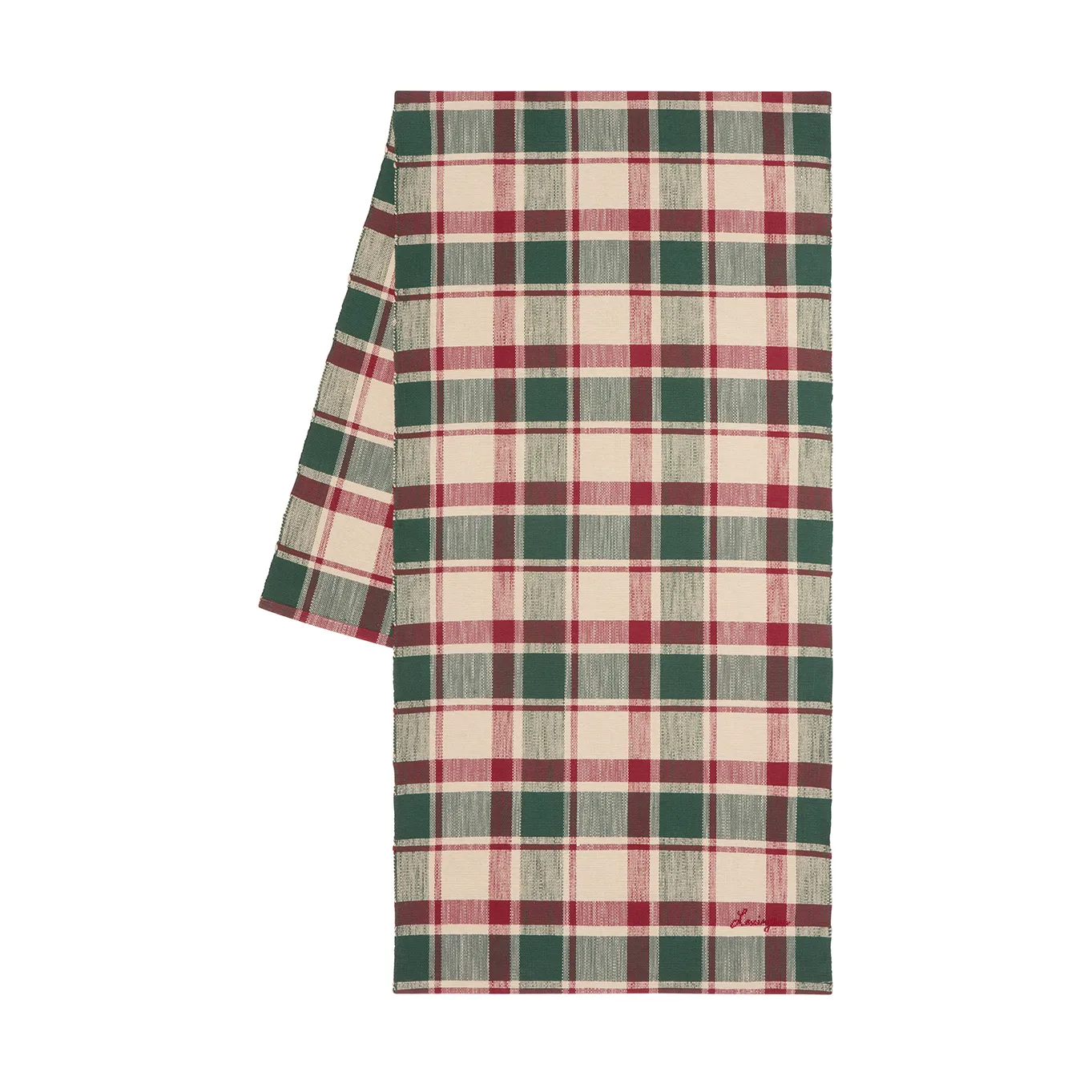 Checked οικολογικό βαμβάκι τραβέρσα, Green-red-beige, 50x150 cm Lexington
