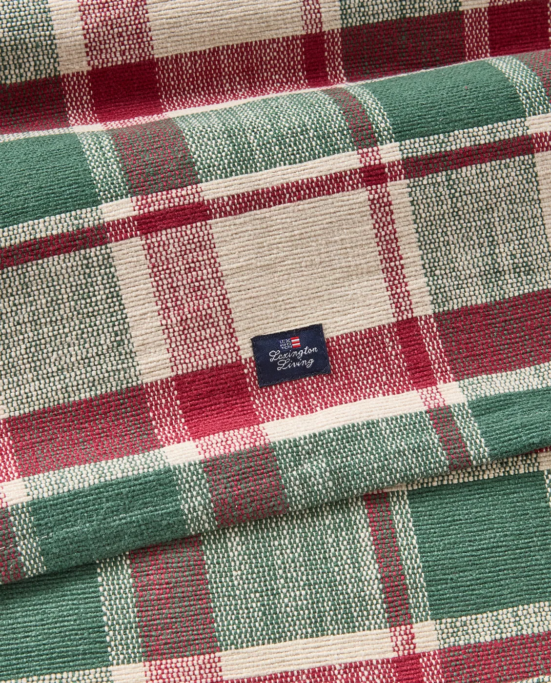 Checked οικολογικό βαμβάκι τραβέρσα, Green-red-beige, 50x150 cm Lexington