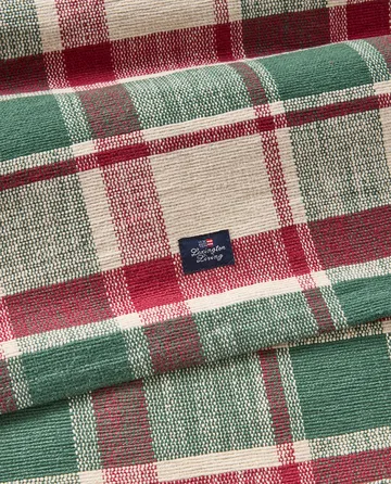 Checked οικολογικό βαμβάκι τραβέρσα - Green-red-beige, 50x150 cm - Lexington