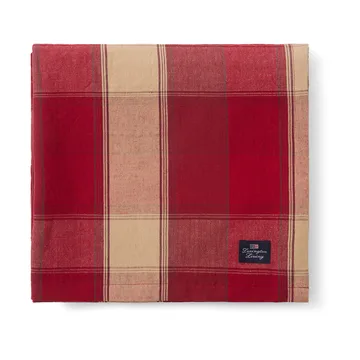 Checked linen-cotton Καρό τραπεζομάντηλο από λινό-βαμβάκι 150x250 εκ. - Κόκκινο-μπεζ - Lexington