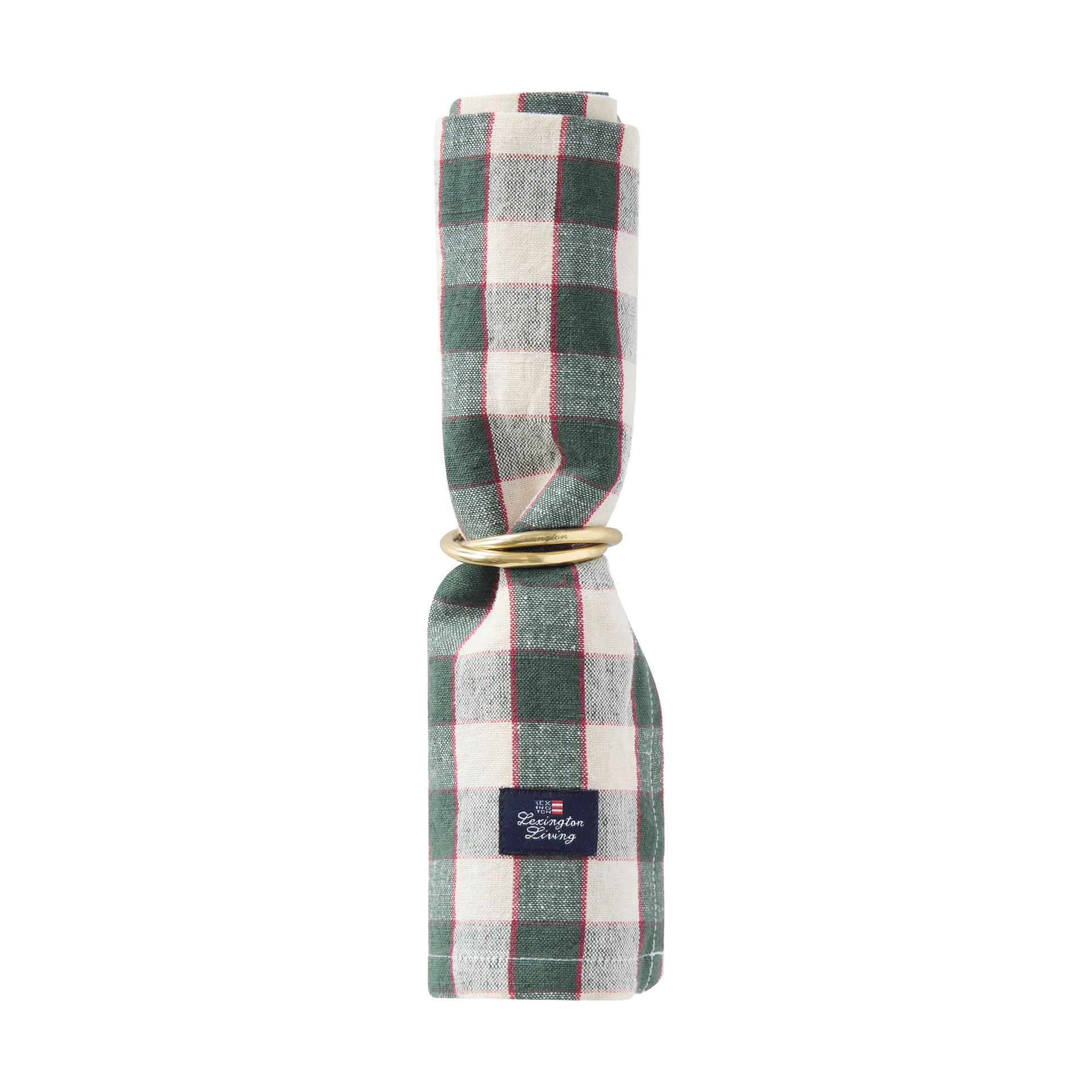 Checked Linen/Cotton υφασμάτινη χαρτοπετσέτα 50x50 εκ., Πράσινο-ανοιχτό μπεζ-κόκκινο Lexington