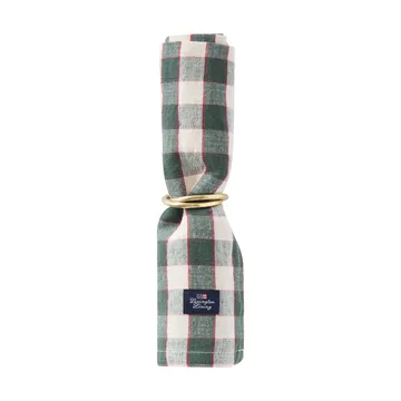 Checked Linen/Cotton υφασμάτινη χαρτοπετσέτα 50x50 εκ. - Πράσινο-ανοιχτό μπεζ-κόκκινο - Lexington