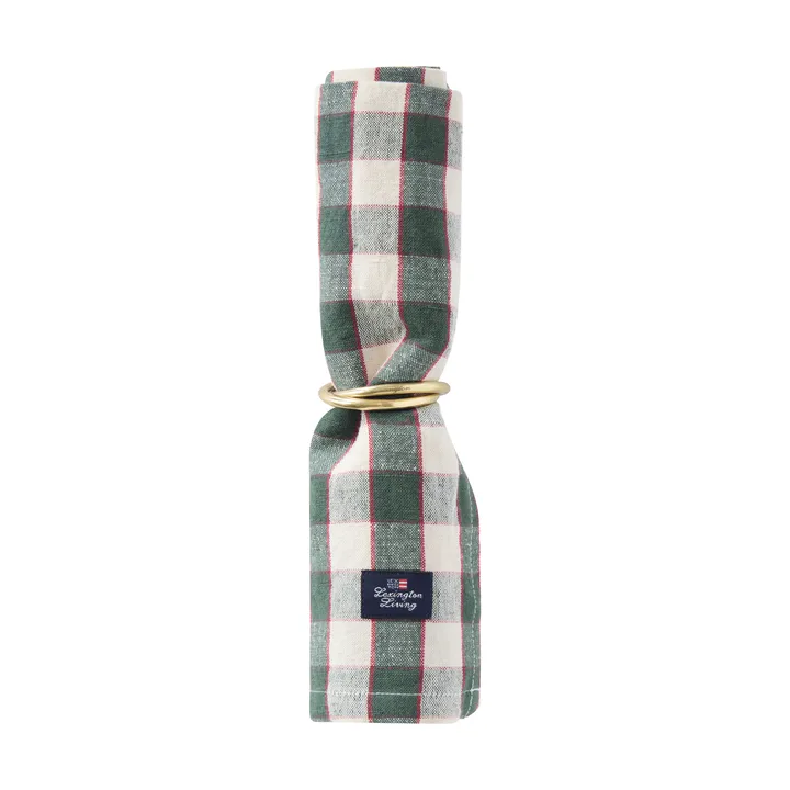 Checked Linen/Cotton υφασμάτινη χαρτοπετσέτα 50x50 εκ. - Πράσινο-ανοιχτό μπεζ-κόκκινο - Lexington