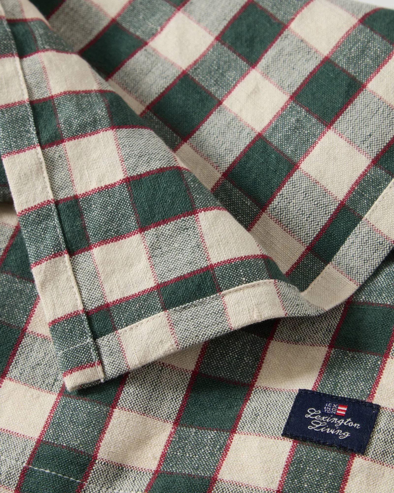Checked Linen/Cotton υφασμάτινη χαρτοπετσέτα 50x50 εκ., Πράσινο-ανοιχτό μπεζ-κόκκινο Lexington