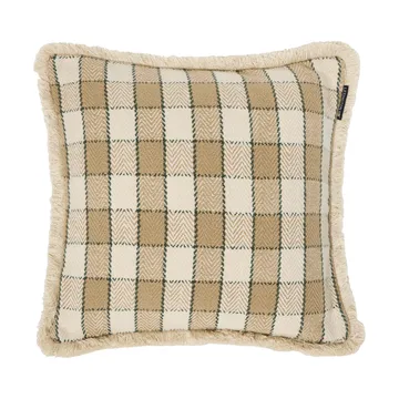 Checked organic cotton fringe μαξιλαροθήκη - Μπεζ-ανοιχτό μπεζ-πράσινο - Lexington