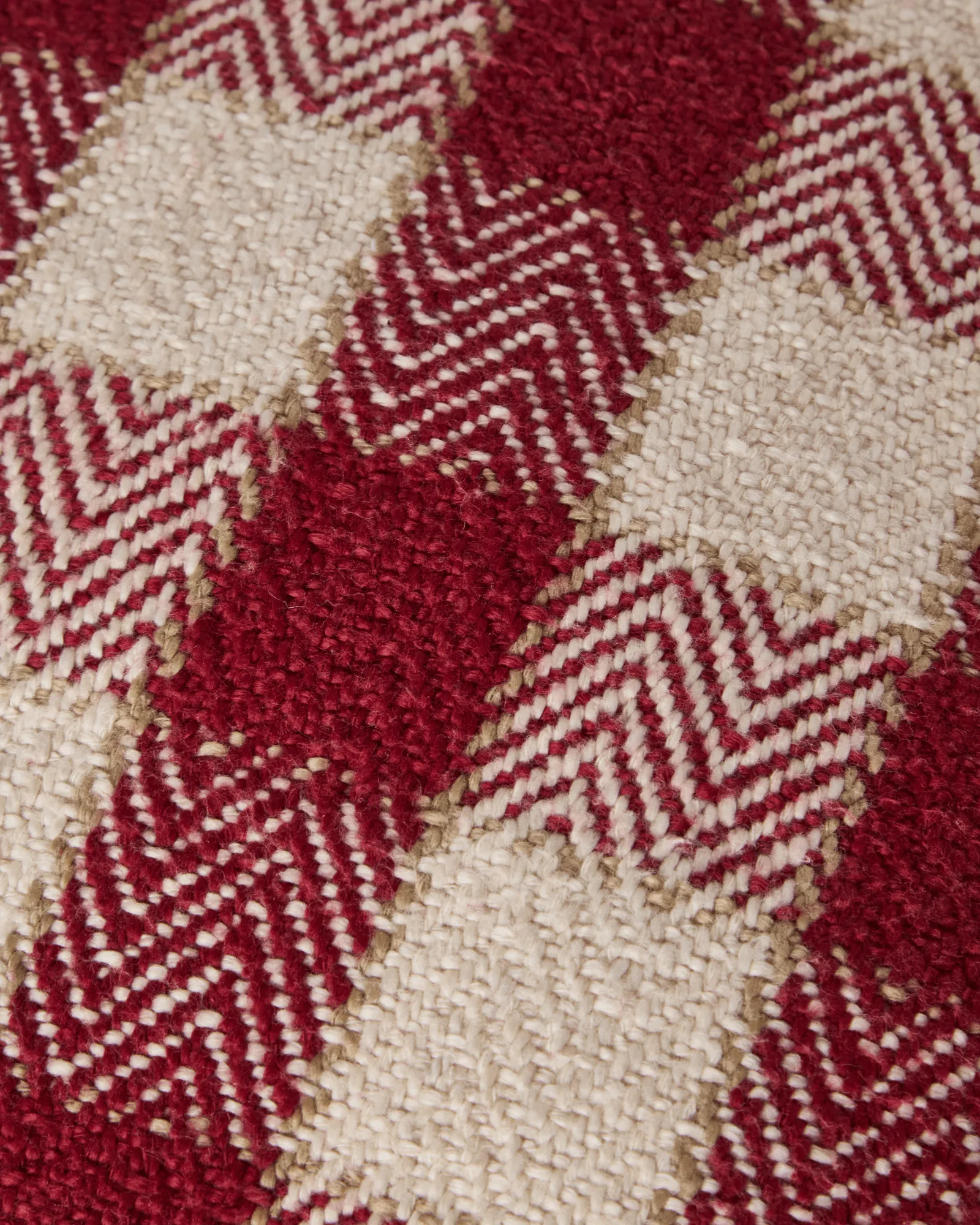 Checked organic cotton fringe μαξιλαροθήκη, Κόκκινο-ανοιχτό μπεζ-μπεζ Lexington