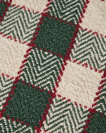 Checked organic cotton fringe μαξιλαροθήκη - Πράσινο-ανοιχτό μπεζ-κόκκινο - Lexington