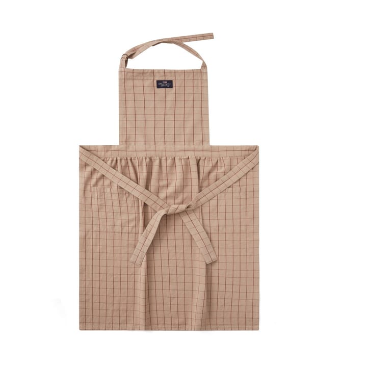 Checked Organic Cotton Oxford apron, μπεζ-κόκκινο Lexington