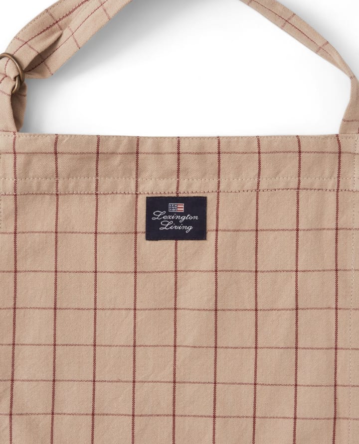 Checked Organic Cotton Oxford apron, μπεζ-κόκκινο Lexington