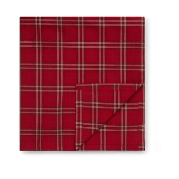 Checked Organic Cotton Oxford tablecloth 180x180 εκ - Κόκκινομπεζ-πράσινο - Lexington