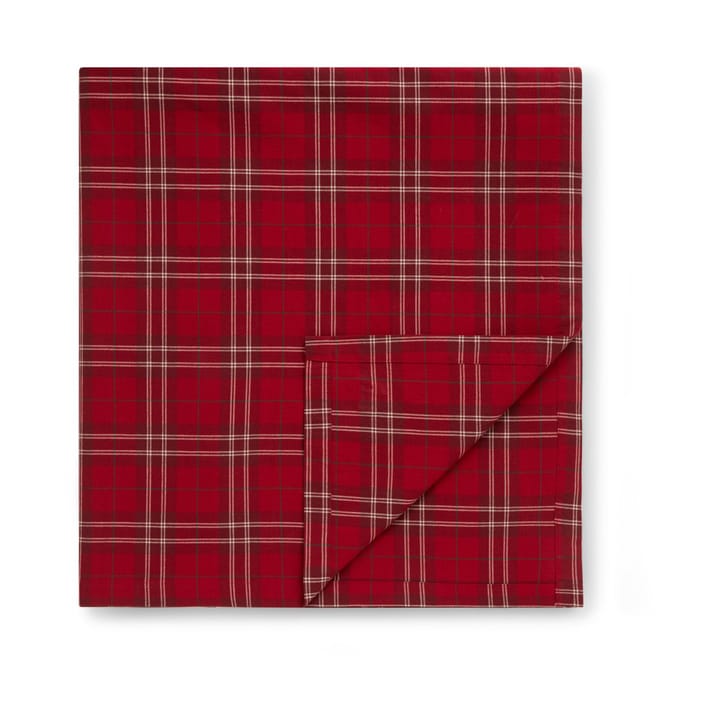 Checked Organic Cotton Oxford tablecloth 180x180 εκ, Κόκκινομπεζ-πράσινο Lexington