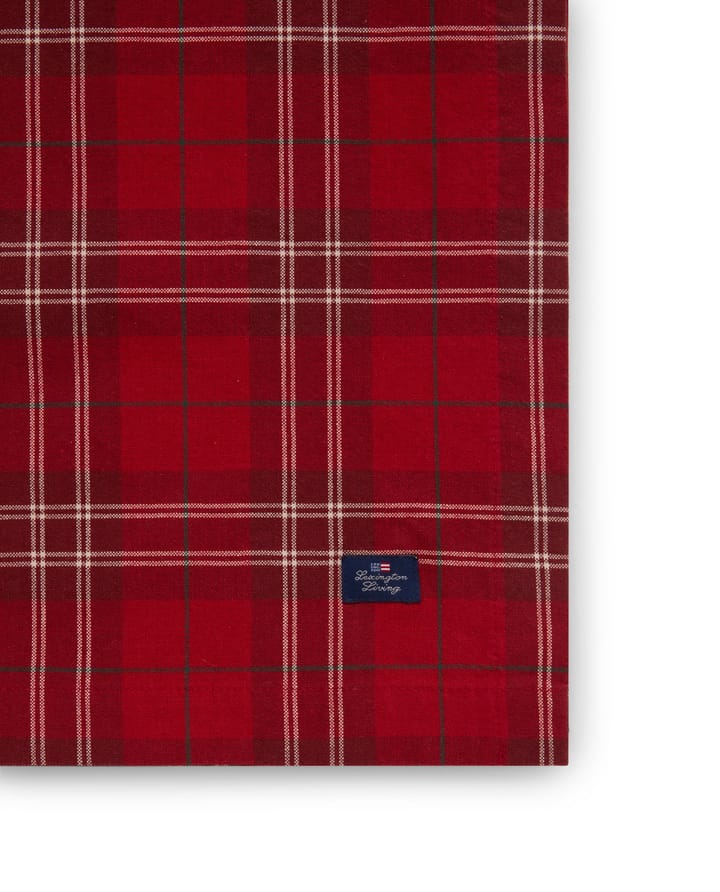 Checked Organic Cotton Oxford tablecloth 180x180 εκ, Κόκκινομπεζ-πράσινο Lexington