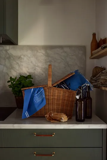 Κουβέρτα πικνίκ Checked Recycled Cotton 150x150 cm - Blue - Lexington