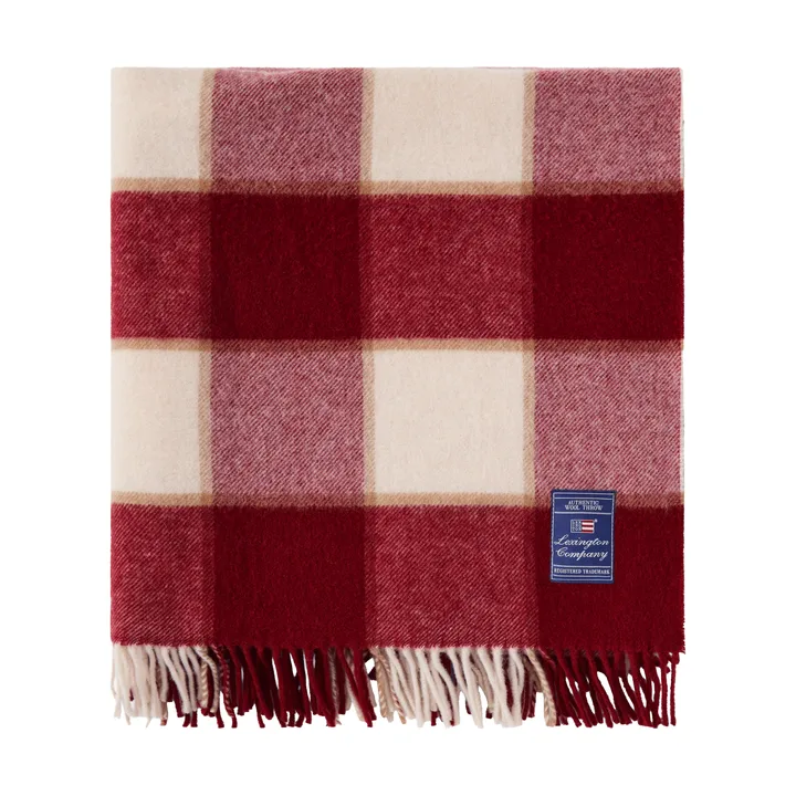 Checked Recycled Wool ριχτάρι 130x170 εκ. - Κόκκινο-ανοιχτό μπεζ-μπεζ - Lexington