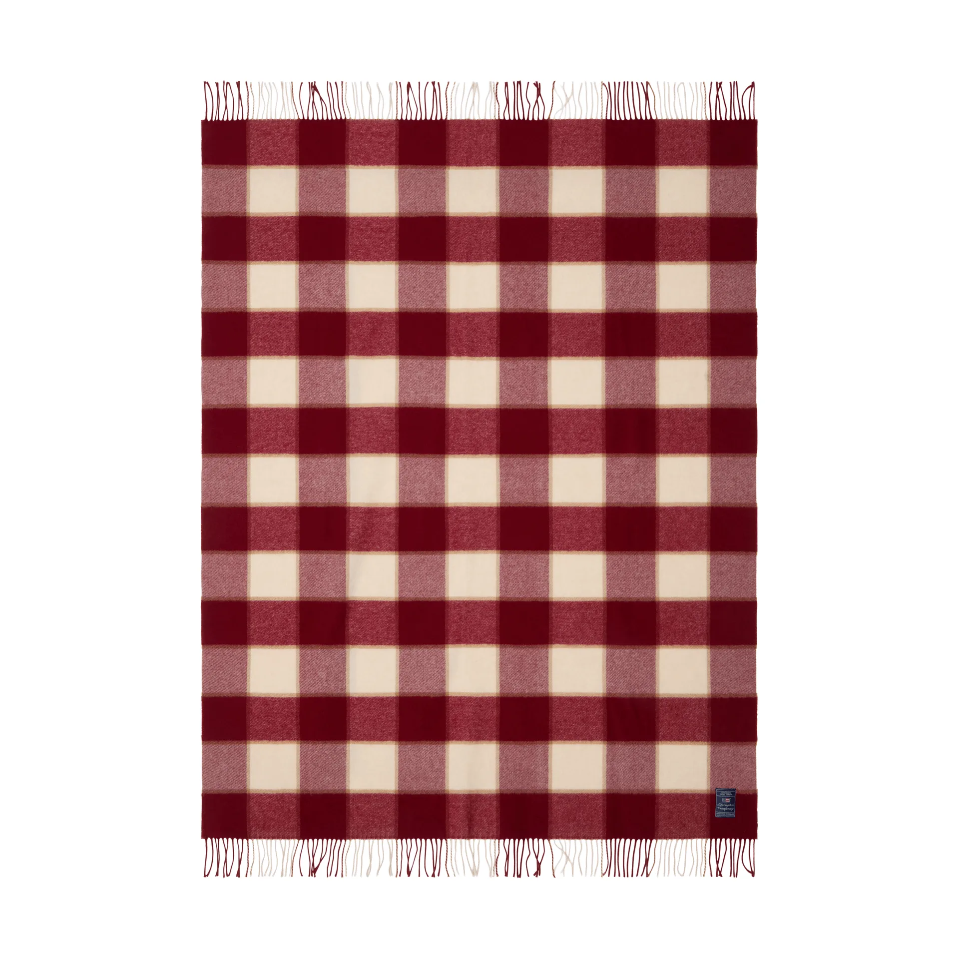 Checked Recycled Wool ριχτάρι 130x170 εκ., Κόκκινο-ανοιχτό μπεζ-μπεζ Lexington