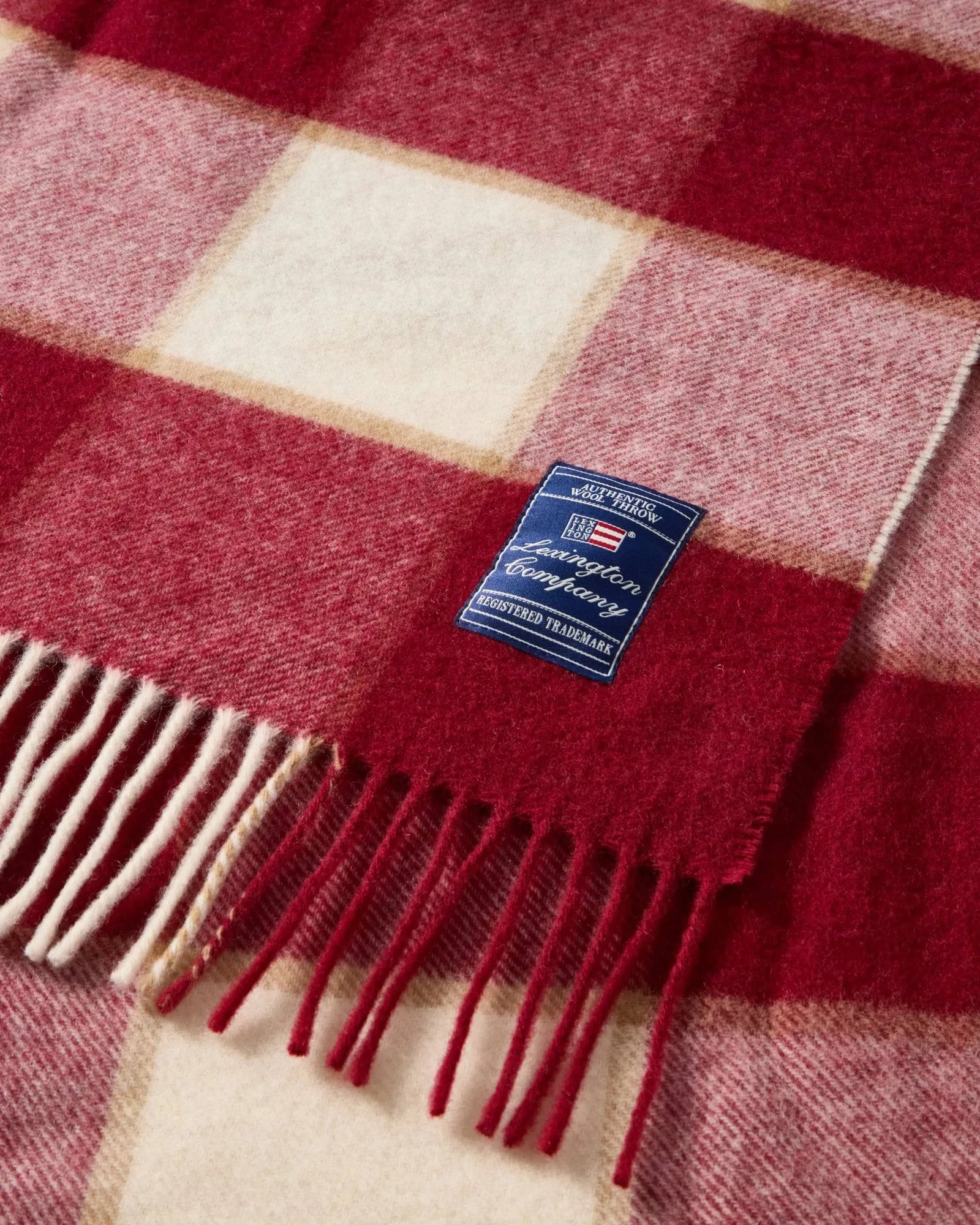 Checked Recycled Wool ριχτάρι 130x170 εκ., Κόκκινο-ανοιχτό μπεζ-μπεζ Lexington