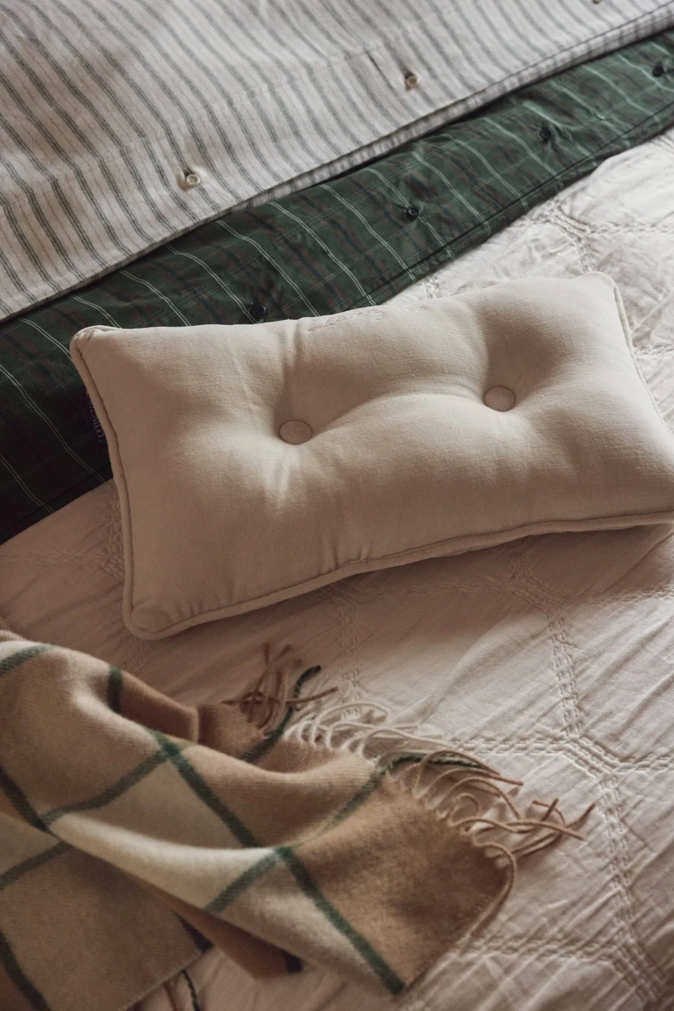 Checked Recycled Wool ριχτάρι 130x170 εκ., Μπεζ-ανοιχτό μπεζ-πράσινο Lexington