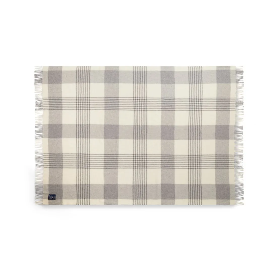 γκρι Checked Recycled Wool throw 130x170 εκ, Gray-white Lexington