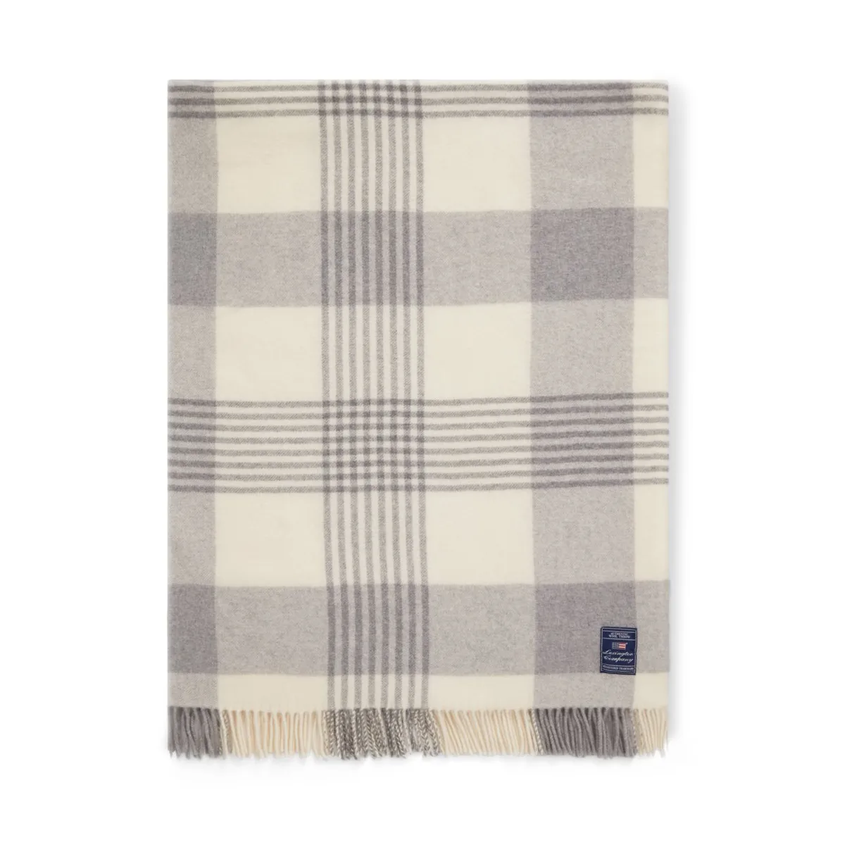 γκρι Checked Recycled Wool throw 130x170 εκ, Gray-white Lexington