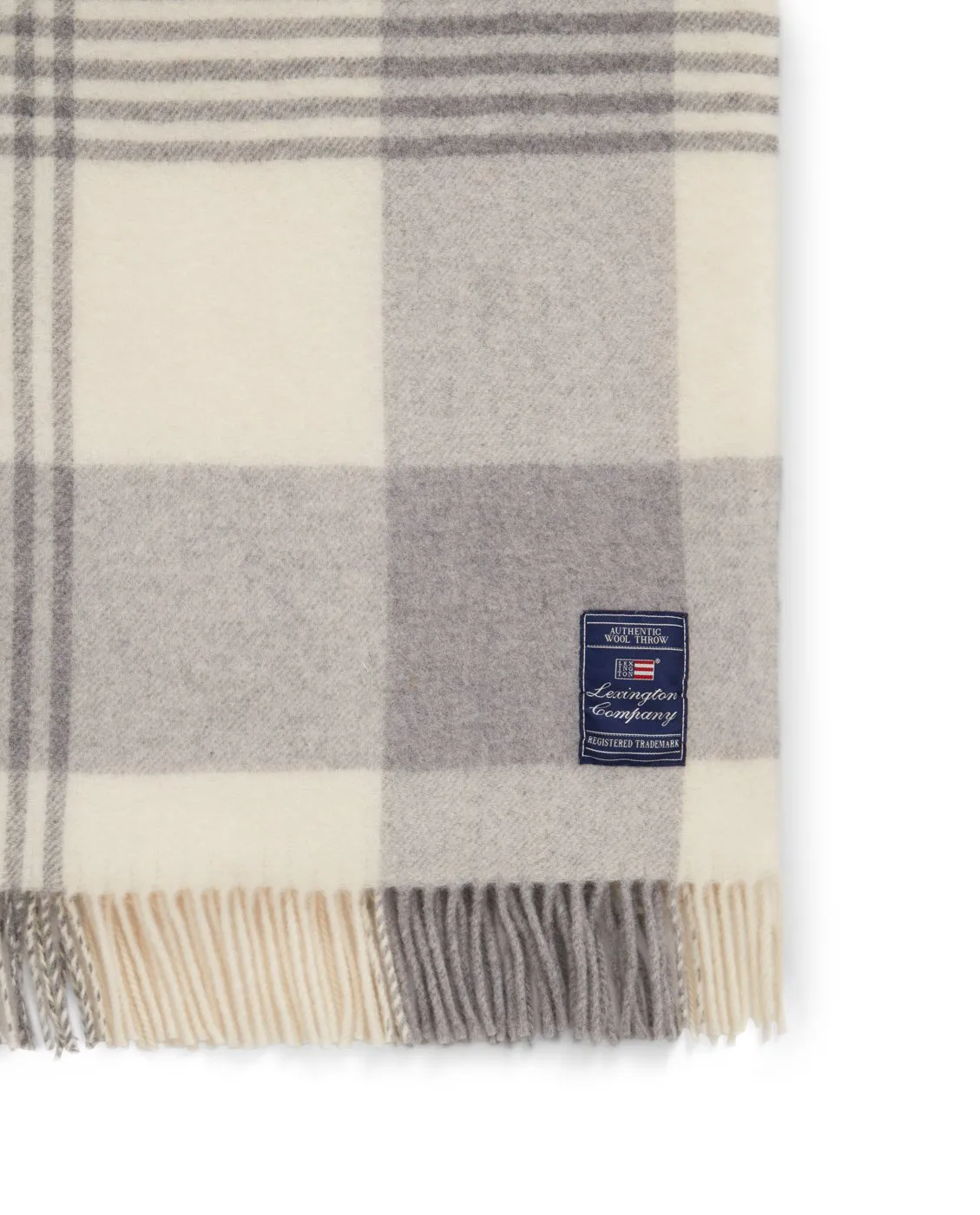 γκρι Checked Recycled Wool throw 130x170 εκ, Gray-white Lexington