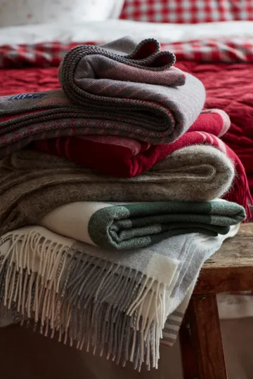 γκρι Checked Recycled Wool throw 130x170 εκ - Gray-white - Lexington