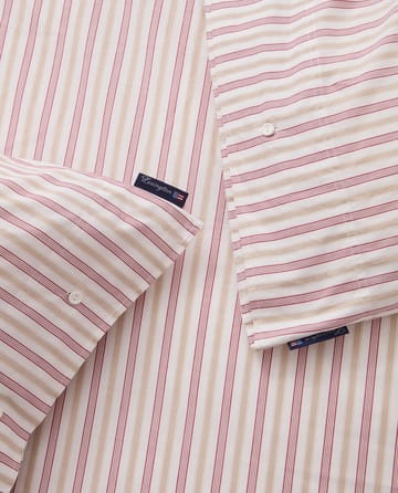 Σετ κλινοσκεπασμάτων Dobby striped cotton poplin. - Κόκκινο-μπεζ-λευκό - Lexington