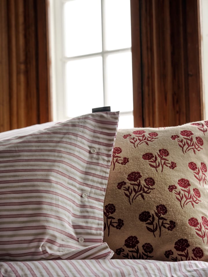 Μαξιλαροθήκη Dobby striped cotton poplin 50x60 εκ., Κόκκινο-μπεζ-λευκό Lexington
