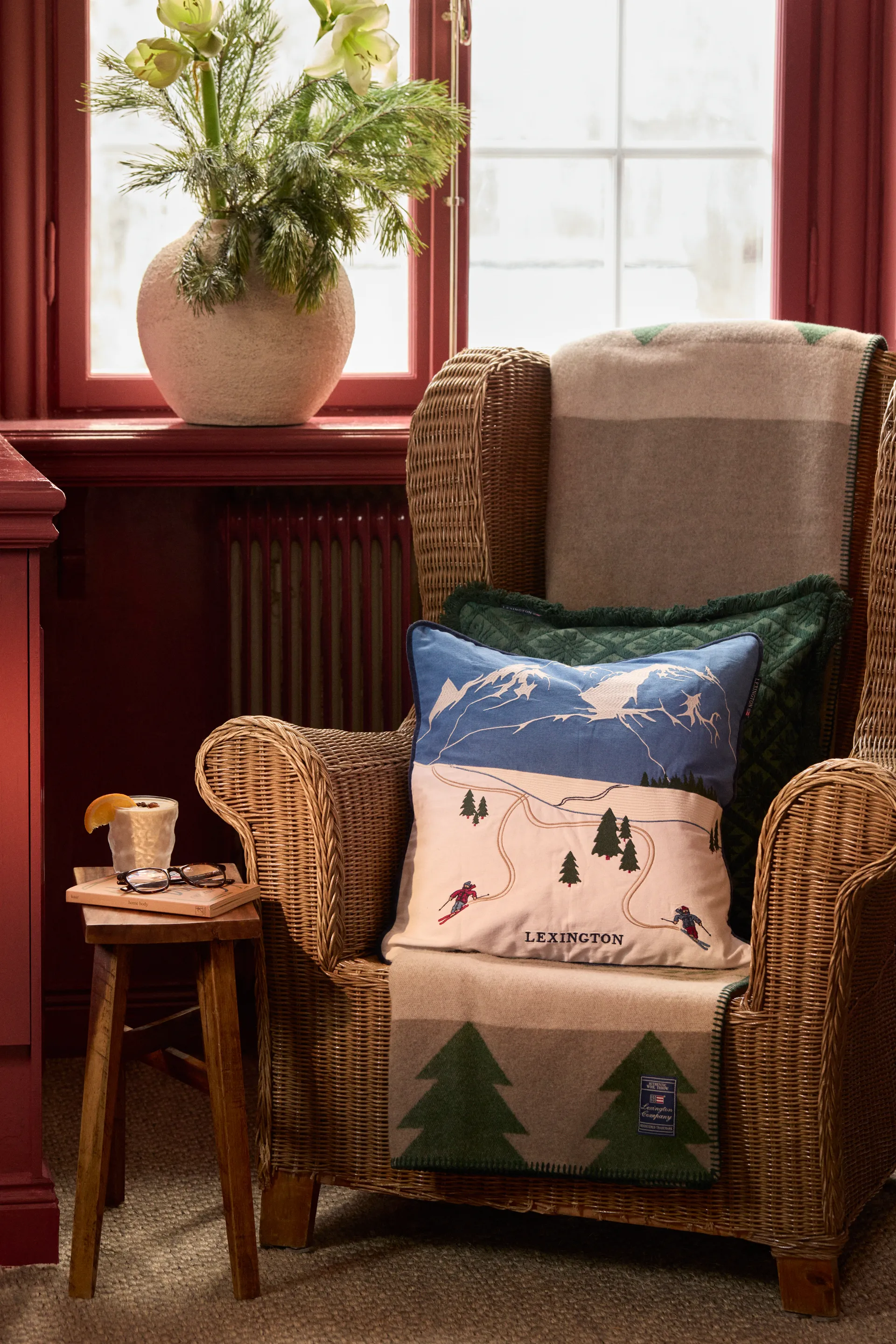 Down hill οικολογικό βαμβάκι twill μαξιλαροθήκη 50x50 cm, Blue-White Lexington