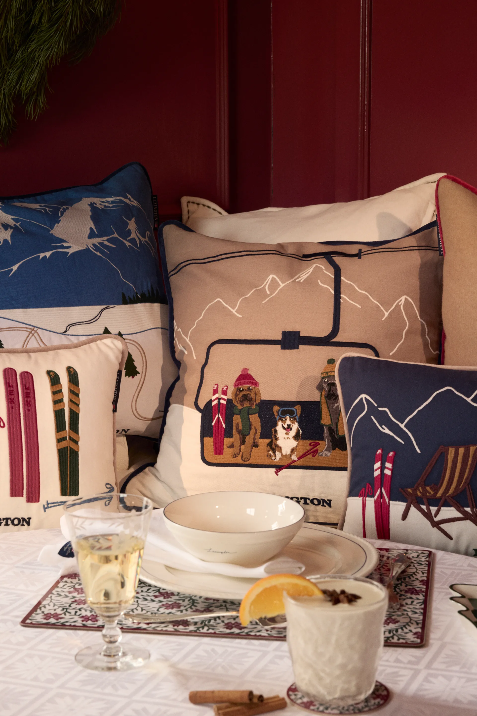 Down hill οικολογικό βαμβάκι twill μαξιλαροθήκη 50x50 cm, Blue-White Lexington