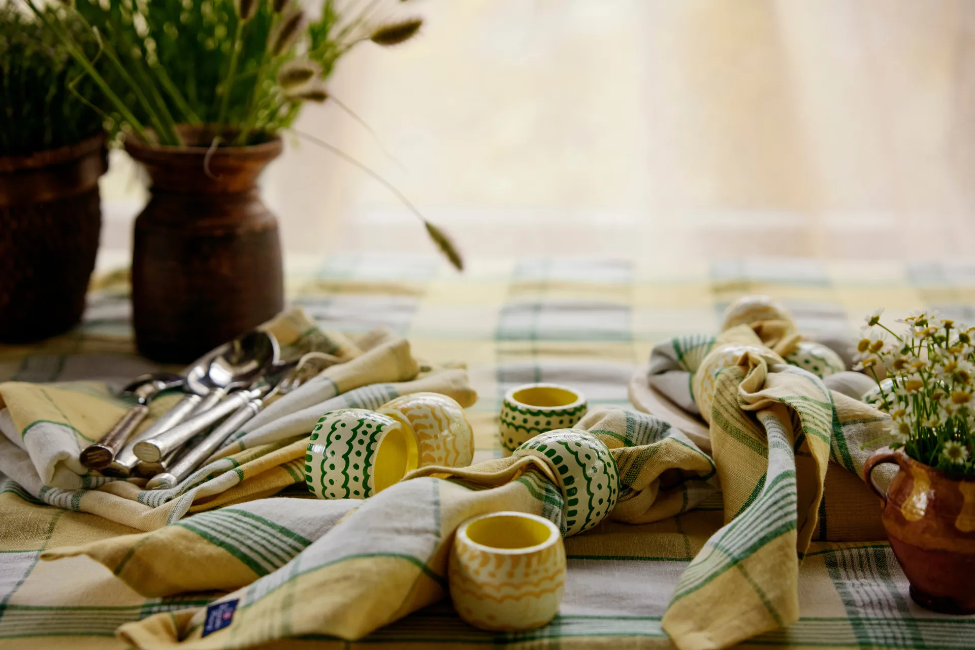 Πασχαλινό τραπεζομάντηλο Easter Linen/Cotton 150x250 cm, Yellow-green Lexington