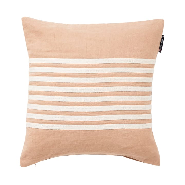 Μαξιλαροθήκη Embroidery Striped Linen/Cotton 50x50 cm - Beige-white - Lexington