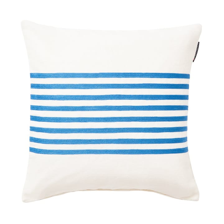 Μαξιλαροθήκη Embroidery Striped Linen/Cotton 50x50 cm - Off White-blue - Lexington
