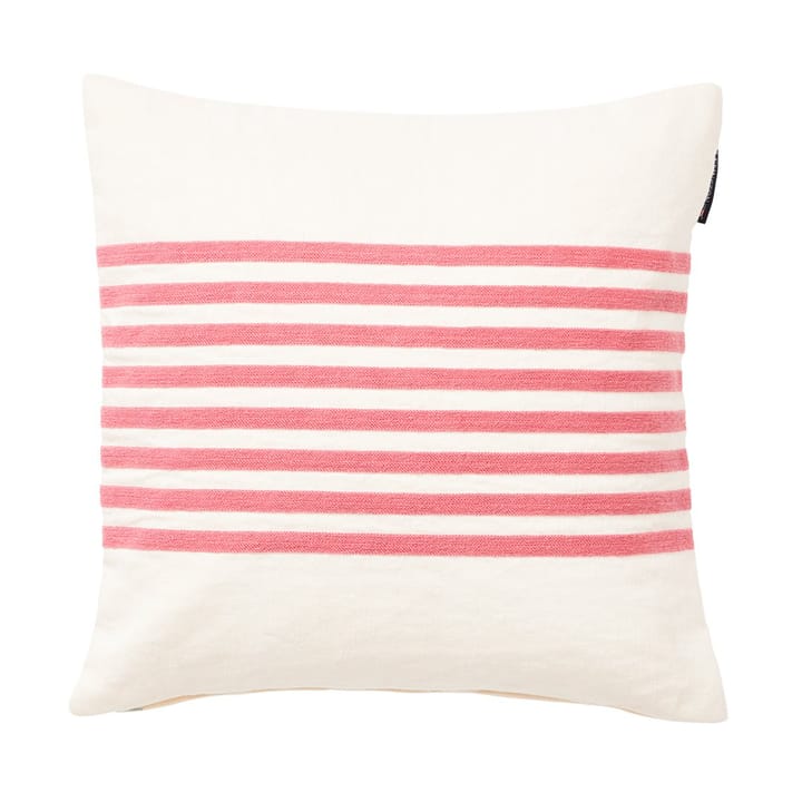Μαξιλαροθήκη Embroidery Striped Linen/Cotton 50x50 cm - Off White-red - Lexington