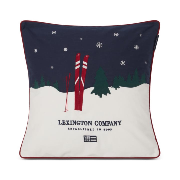Evening Skis Org Cotton Twill Μαξιλαροθήκη, 50x50 εκ, σκούρο μπλε-λευκό multi Lexington