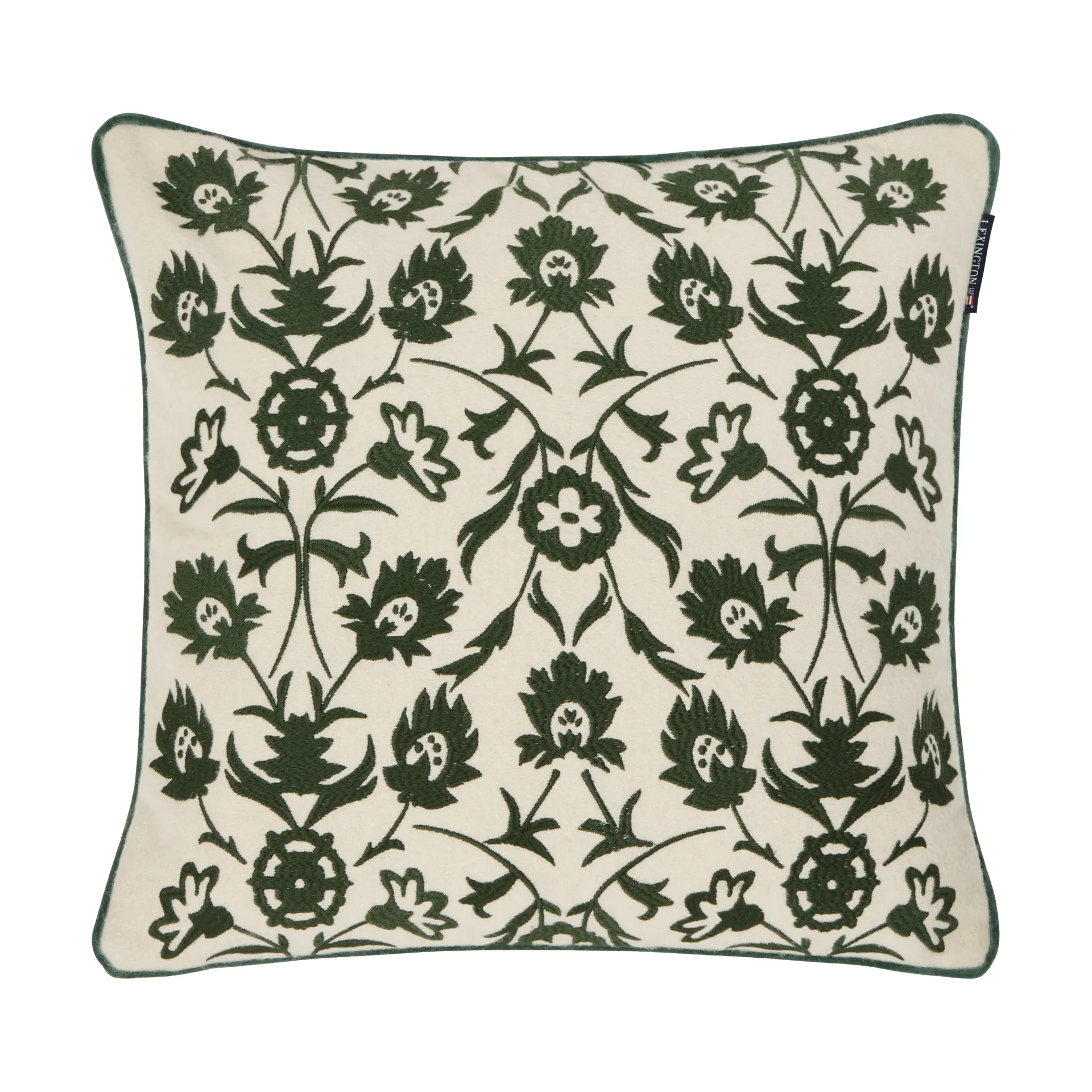 Flower Embroidered Wool Mix μαξιλαροθήκη 50x50 εκ., Ανοιχτό μπεζ-πράσινο Lexington