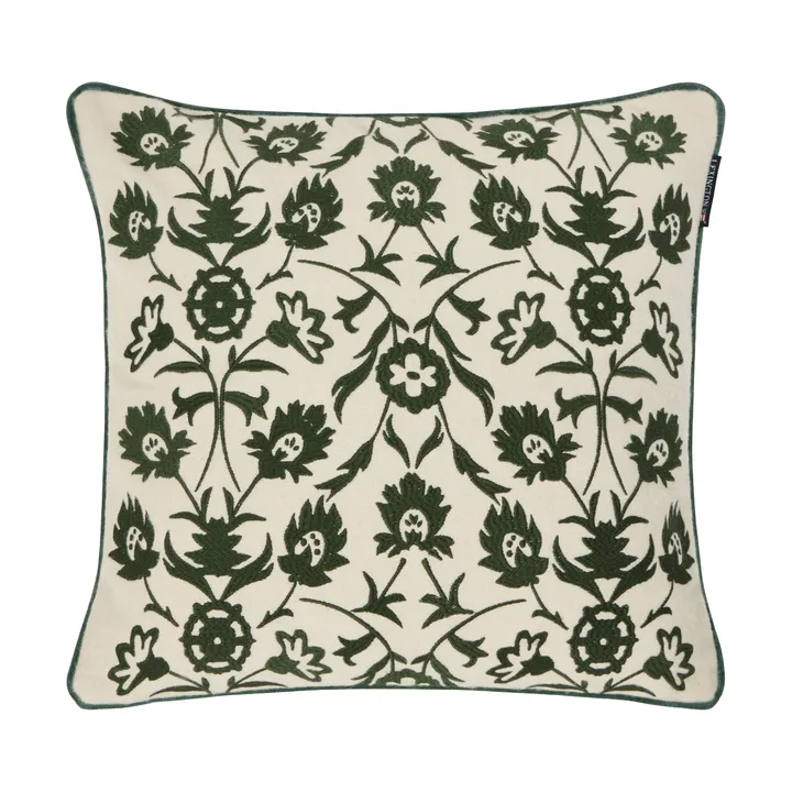 Flower Embroidered Wool Mix μαξιλαροθήκη 50x50 εκ. - Ανοιχτό μπεζ-πράσινο - Lexington