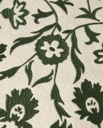 Flower Embroidered Wool Mix μαξιλαροθήκη 50x50 εκ. - Ανοιχτό μπεζ-πράσινο - Lexington