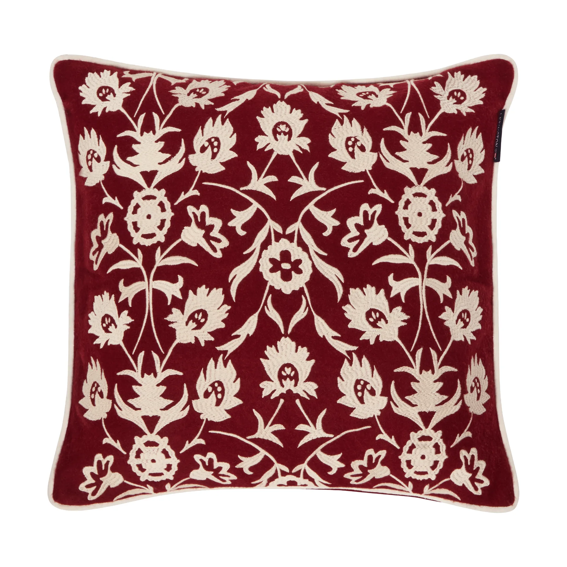 Flower Embroidered Wool Mix μαξιλαροθήκη 50x50 εκ., Κόκκινο-ανοιχτό μπεζ Lexington