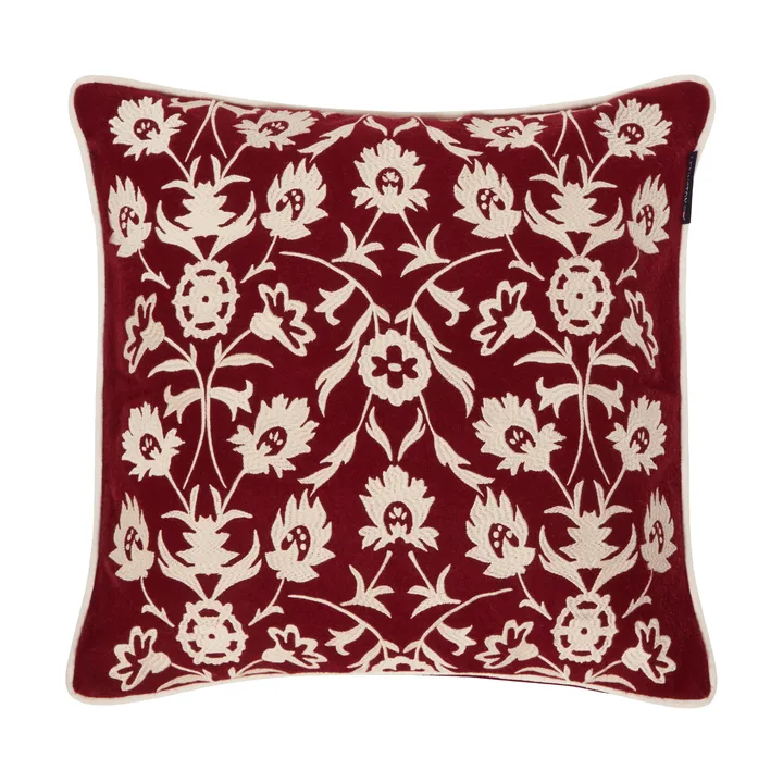 Flower Embroidered Wool Mix μαξιλαροθήκη 50x50 εκ. - Κόκκινο-ανοιχτό μπεζ - Lexington