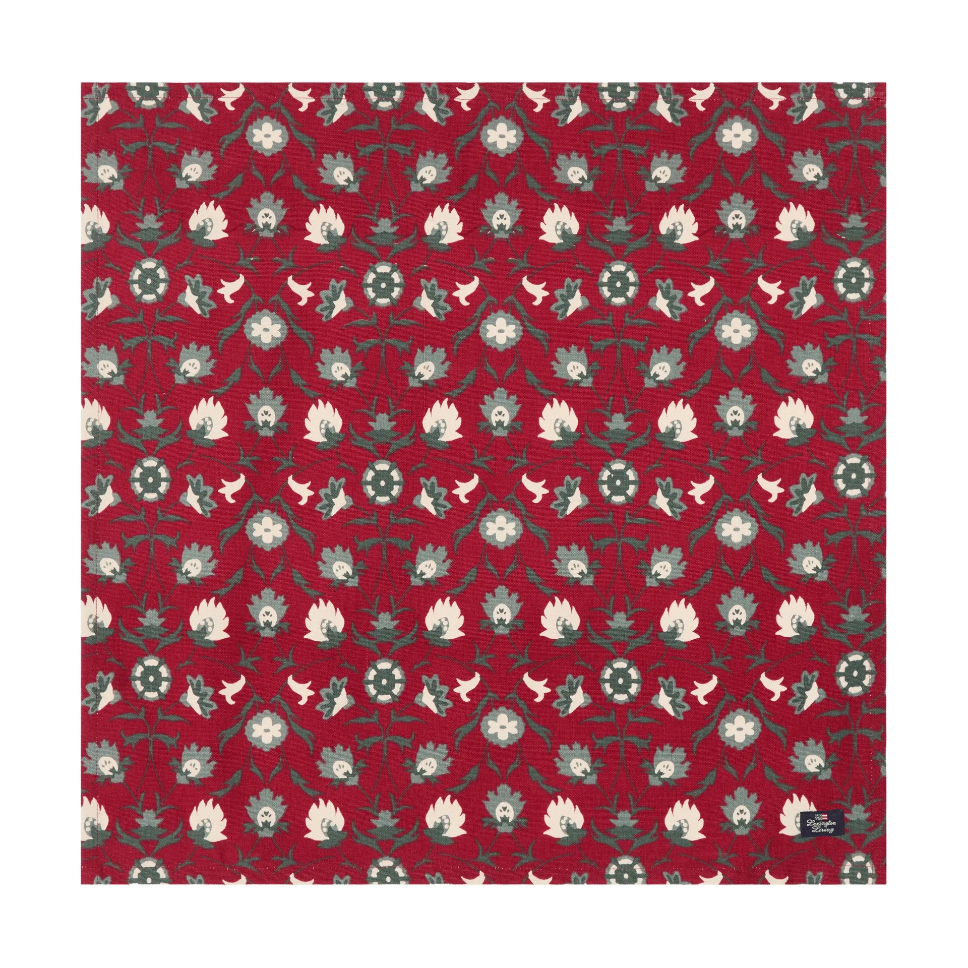 Flower printed οργανικό βαμβάκι χαρτοπετσέτα, Κόκκινο-μπεζ-πράσινο Lexington