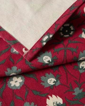 Flower printed οργανικό βαμβάκι χαρτοπετσέτα - Κόκκινο-μπεζ-πράσινο - Lexington